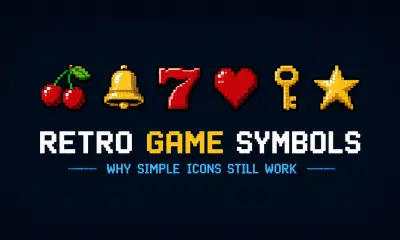 Retro game symbols banner