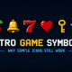 Retro game symbols banner